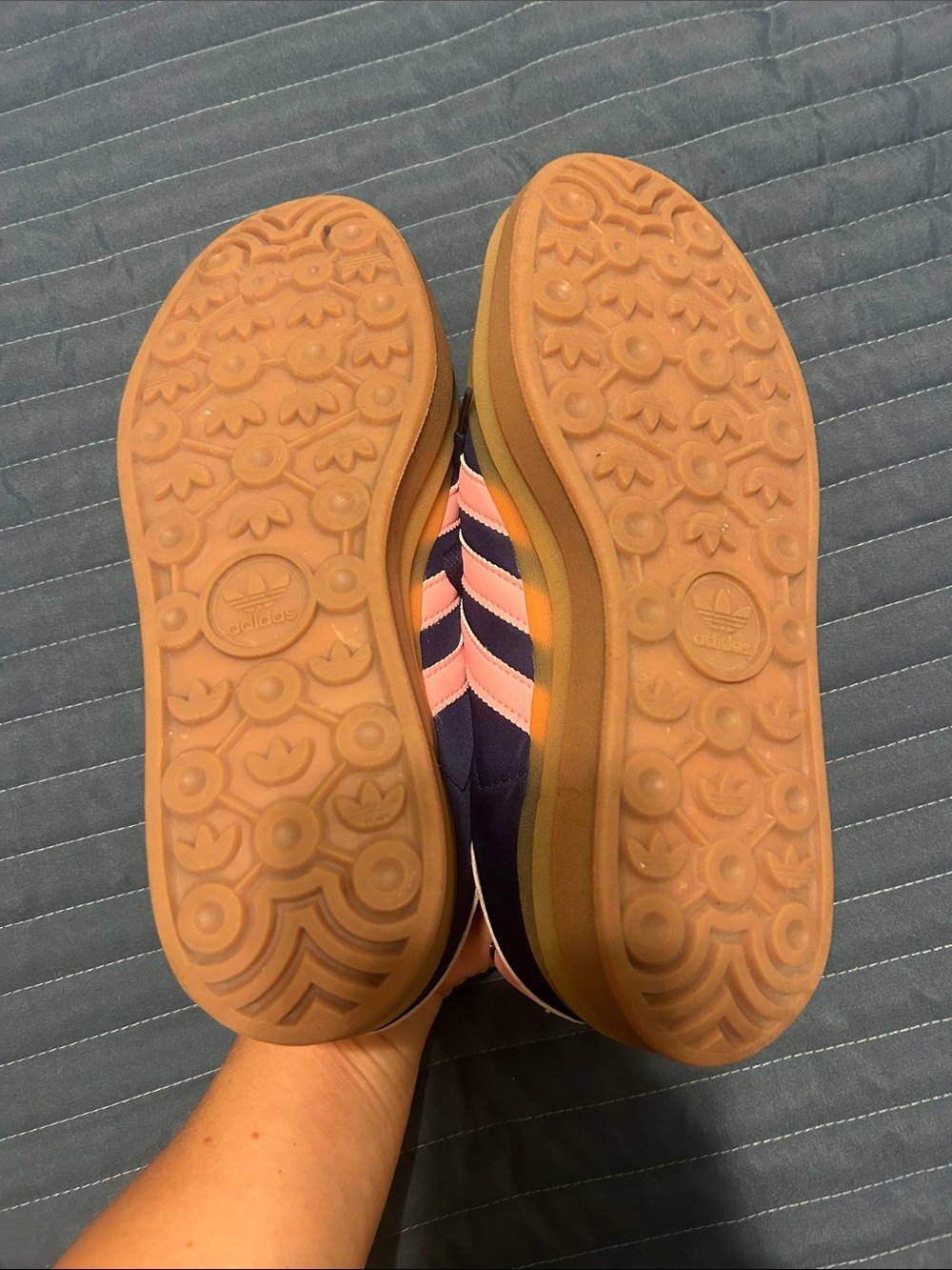 adidas Gazelle Women’s Navy and Pink Platform Sneakers - Picture 5 of 6